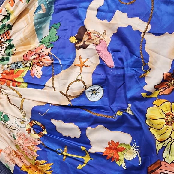 ANTONIO MELANI Evie Cotton A-line Maxi Skirt: Ocean Print: Size-14 - Picture 13 of 16